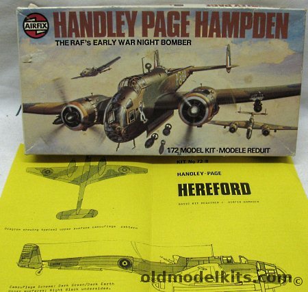 Airfix 1/72 Handley Page Hampden B. Mk. I + Maintrack Hereford Conversion Kit, 04011-2 plastic model kit
